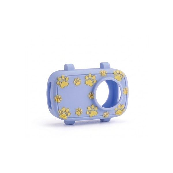Silicone weatherproof camera cover in Paw Print Blue