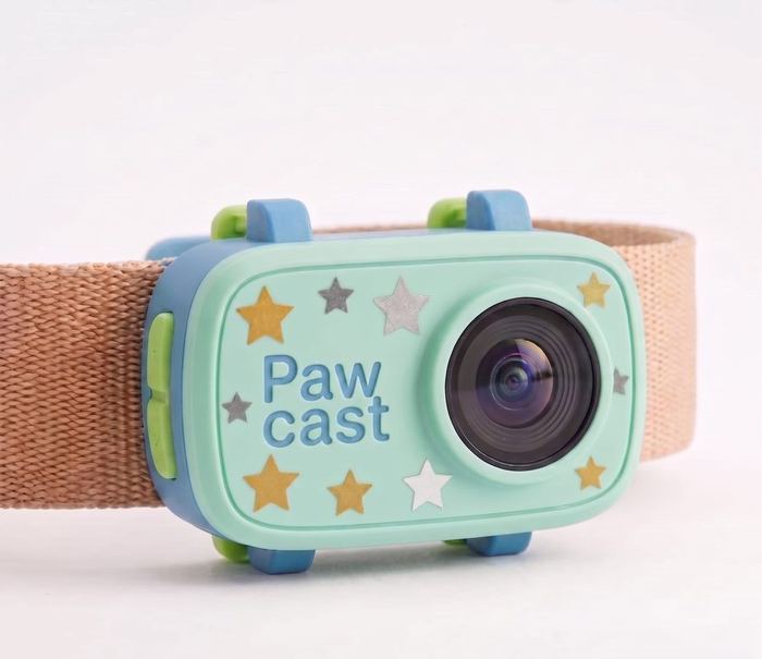Pawcast camera in Starry Mint colourway on collar